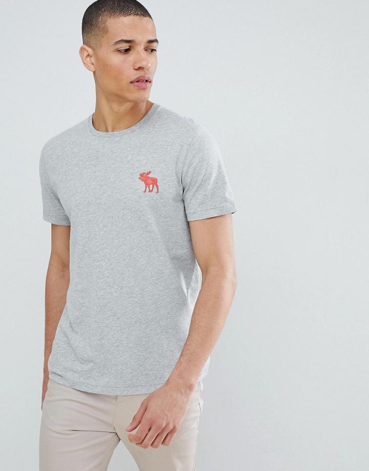 Abercrombie & Fitch Large Pop Icon Crew Neck T-shirt In Grey - Gray