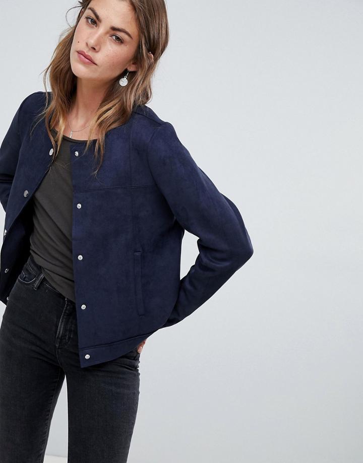 Vero Moda Faux Suede Boxy Jacket - Navy