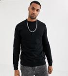 Asos Design Tall Lightweight Sweatshirt In Black