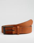 Asos Smart Leather Belt With Emboss - Brown
