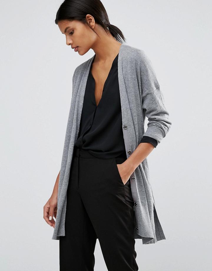 Warehouse Drawstring Waist Cardigan - Gray