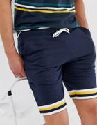 Jack & Jones Intelligence Jersey Shorts With Tipping - Navy