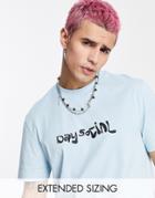 Asos Daysocial T-shirt With Chest Logo In Crystal Blue