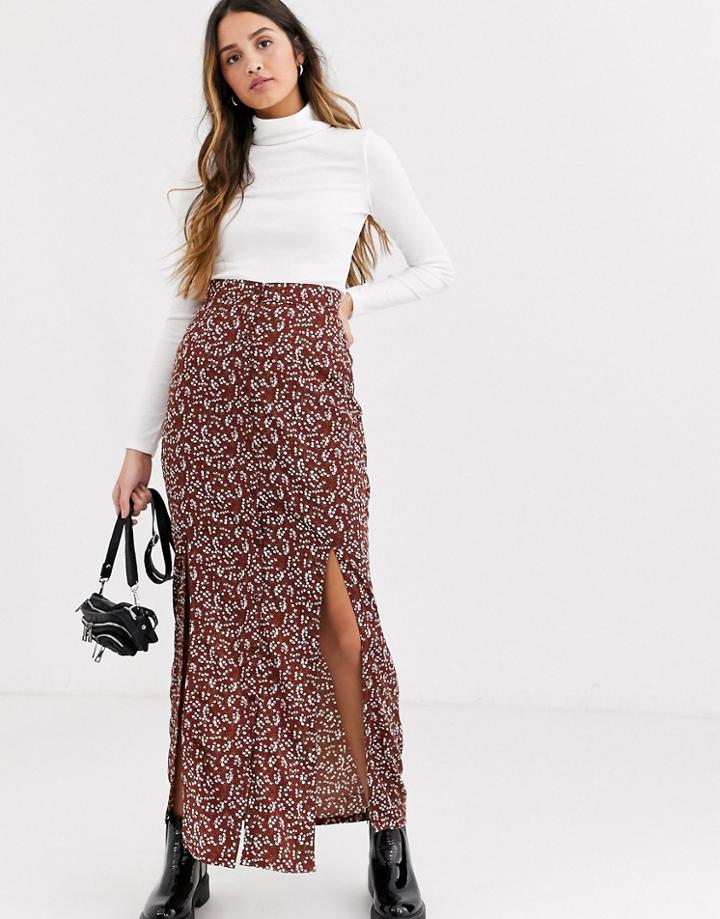 Daisy Street Maxi Skirt With Front Split In Vintage Floral