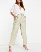 Asos Edition Slouchy Leather Pants With Seam Detail In Clay-neutral