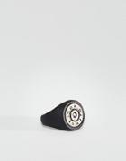 Icon Brand Bullet Signet Ring In Matte Black - Black