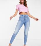 Stradivarius High Waist Skinny Jean In Light Blue-blues