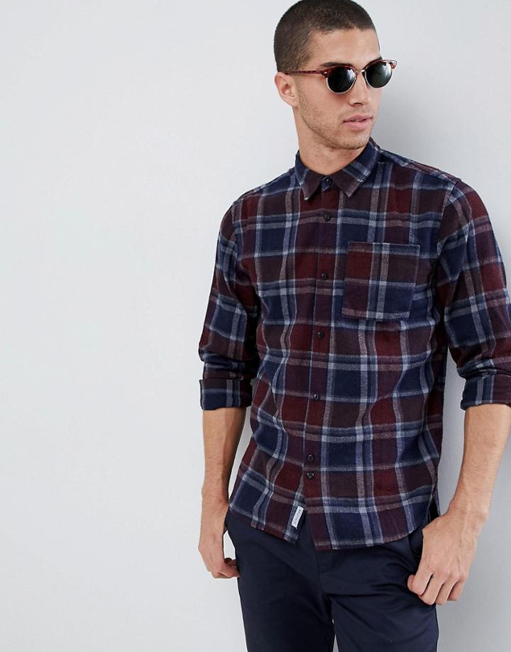 Bellfield Overdye Check Shirt - Navy