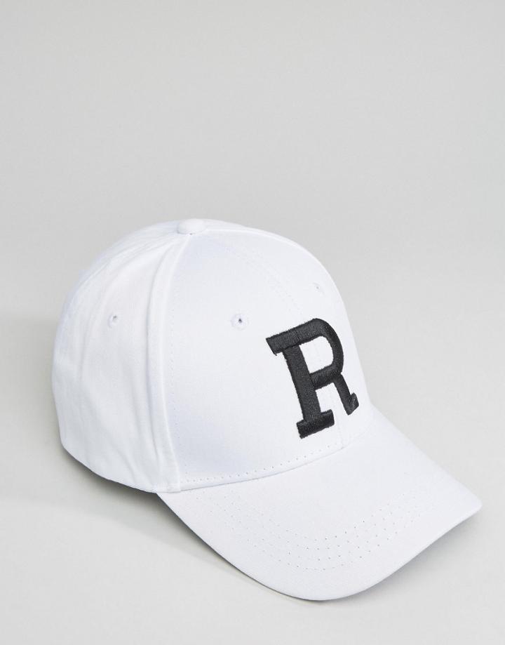 7x Baseball Cap With Letter R - White