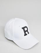 7x Baseball Cap With Letter R - White
