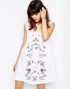 Asos Pretty Embroidery And Lace Sundress - White