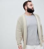 Asos Design Plus Knitted Longline Cardigan In Oatmeal - Beige