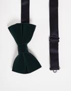 Asos Design Velvet Bow Tie In Dark Green
