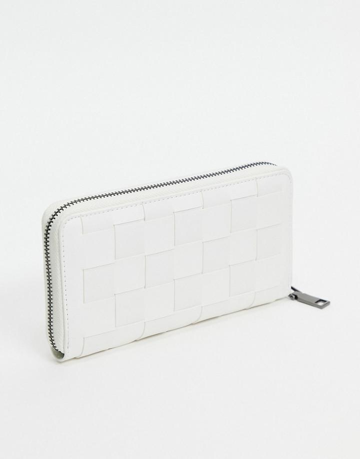 Claudia Canova Large Zip Around Wallet In White Weave