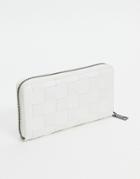 Claudia Canova Large Zip Around Wallet In White Weave