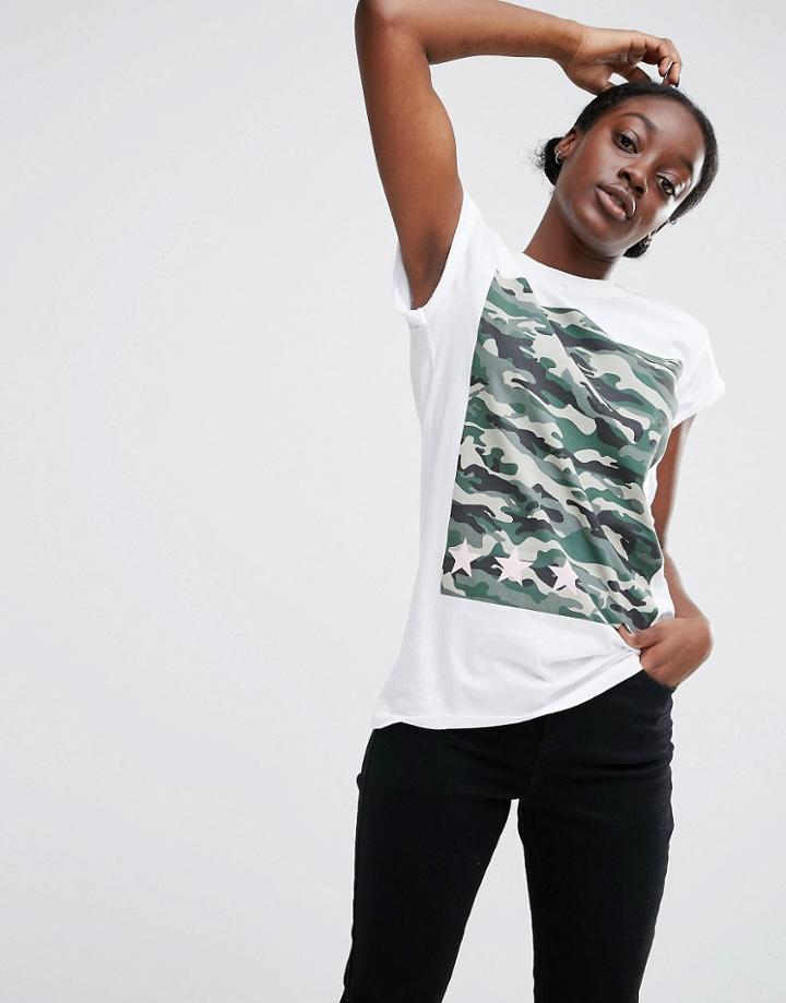 Asos T-shirt With Camo Star Print - Multi