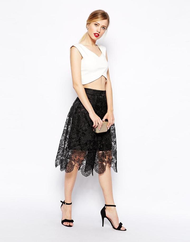 Asos Premium Midi Skirt In Lace