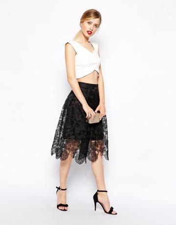 Asos Premium Midi Skirt In Lace