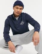 Tommy Jeans Tonal Logo Mock Neck Half Zip Sweatshirt In Navy
