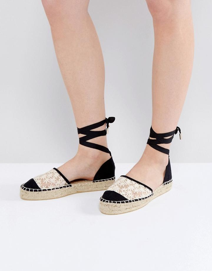 Miss Kg Lorna 2part Flower Espadrille - Black