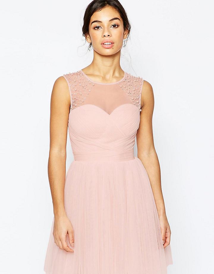 Little Mistress Petite Embellished Prom Dress - Pink