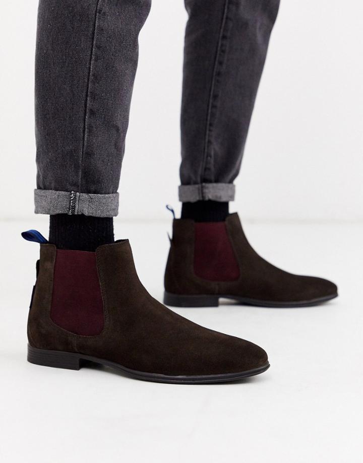 Ben Sherman Suede Chelsea Boot In Brown