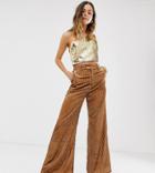 Ebonie N Ivory Wide Leg Pants In Velvet Sparkle-brown