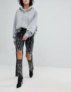 The Ragged Priest Black Label Chain Jeans - Black