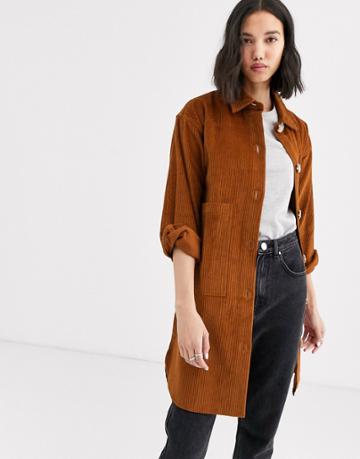 Native Youth Longline Shirt In Cord-red