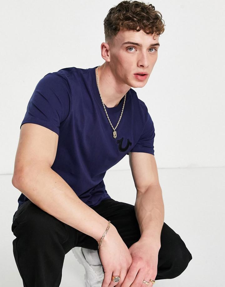 True Religion Logo Crew Neck T-shirt-navy