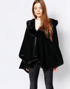 Pia Rossini Hooded Wrap Cape - Black