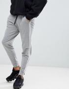 Asos Design Slim Joggers In Gray Marl With Side Stripe - Gray