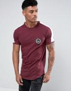 Hype T-shirt In Burgundy With Sleeve Stripe - Red