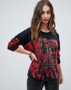 Religion Oversized Sweatshirt In Tie Dye With Embellished Graphic Detail - Black