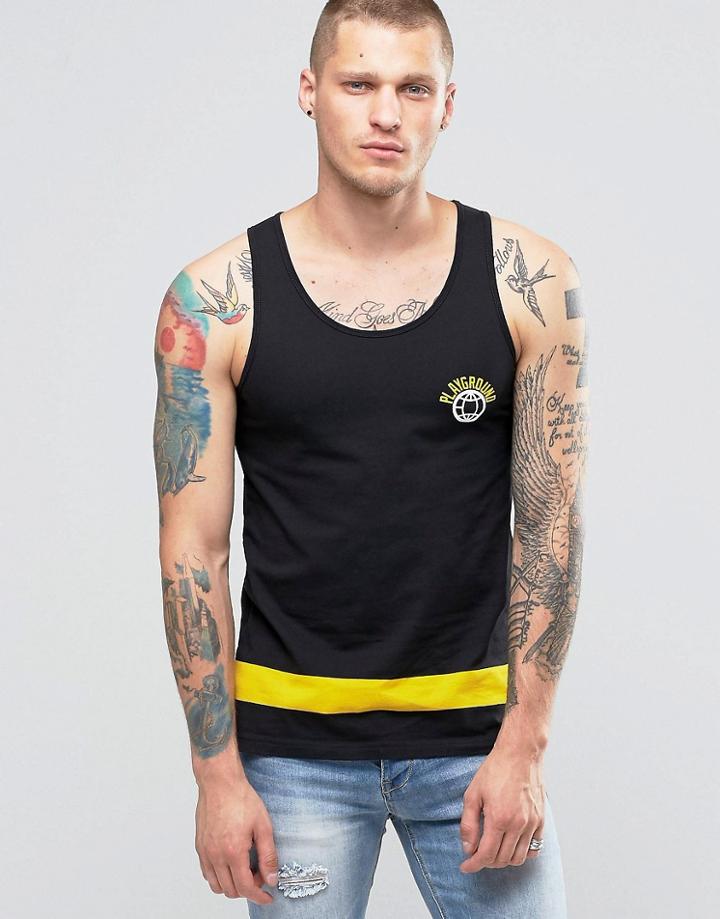 Playground Bottom Stripe Logo Tank - Black