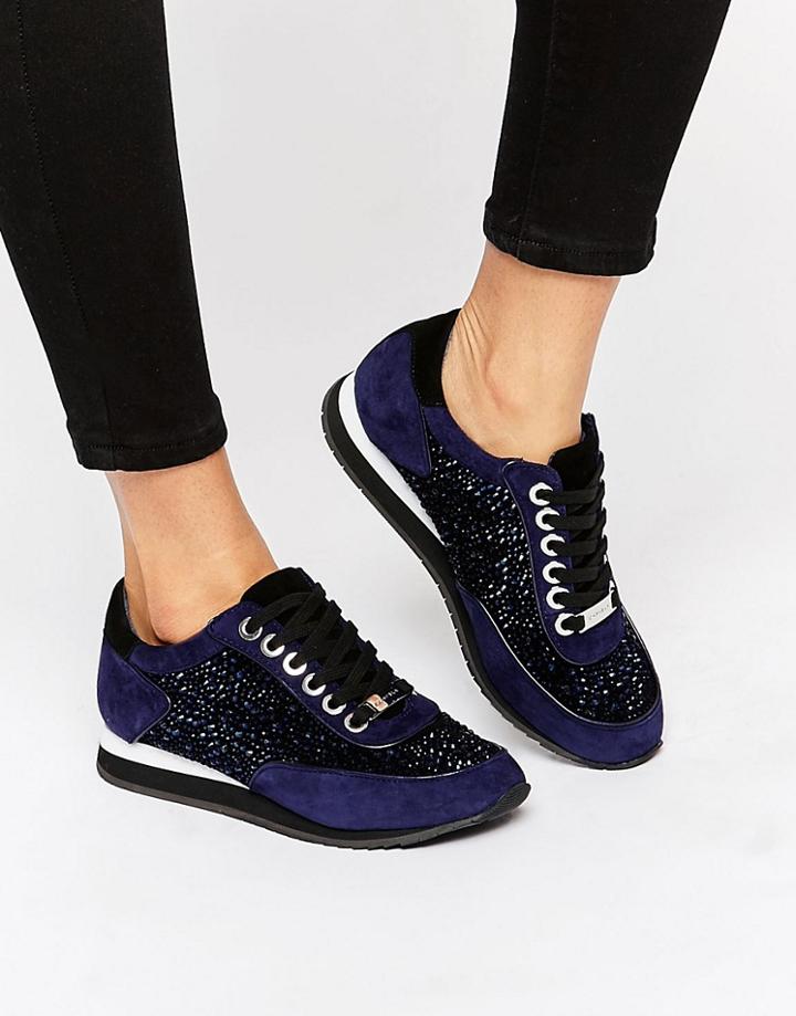 Carvela Lemmy Embellished Suede Sneakers - Blue