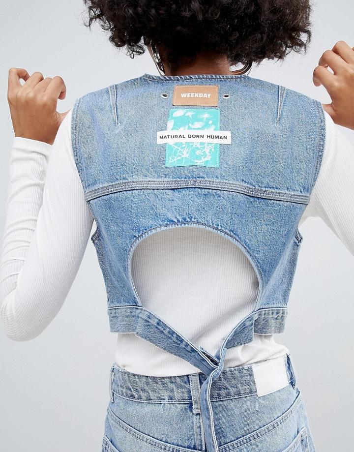 Weekday Limited Collection Denim Tank With Back Buckle Detail - Blue