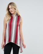 Ax Paris Sleeveless High Neck Striped Top - Multi