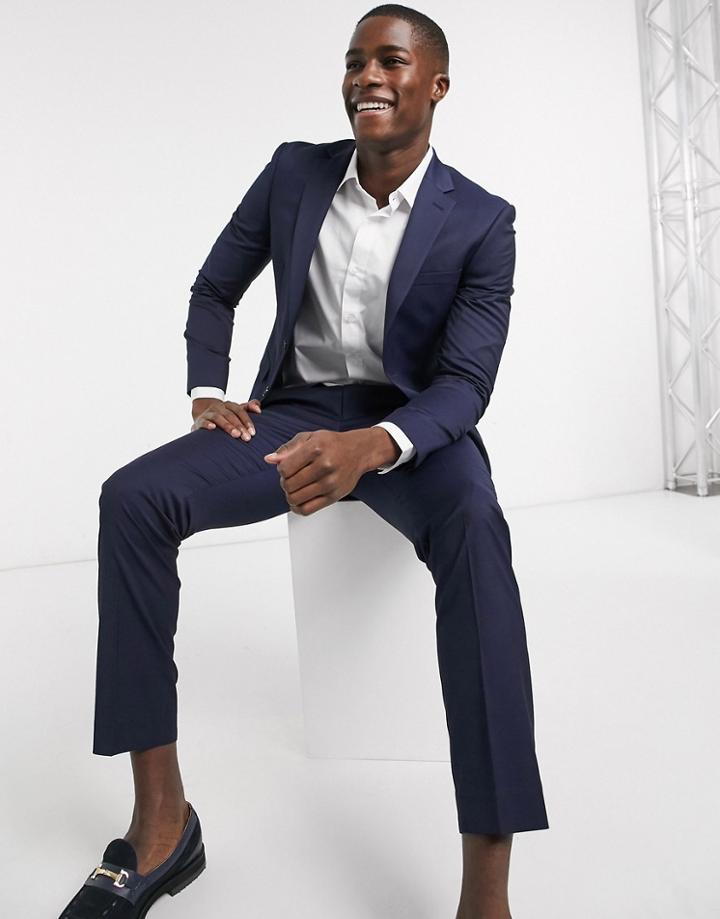Moss London Suit Pants With Stretch In Navy
