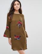 Vero Moda Floral Dress With Fluted Sleeve - Multi