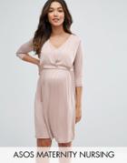 Asos Maternity Nursing Drape Front Midi Dress - Pink