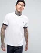 Fred Perry Pique Tipped Grandad T-shirt In White - White