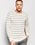 Native Youth Geostitch Detail Knit Sweater - Beige