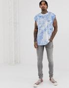 Another Influence Cap Sleeve Tie Dye Tank-blue