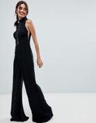 Forever Unique Lace Insert Jumpsuit - Black