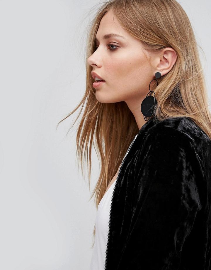 New Look Matte Disc Hoop Earrings (+) - Black