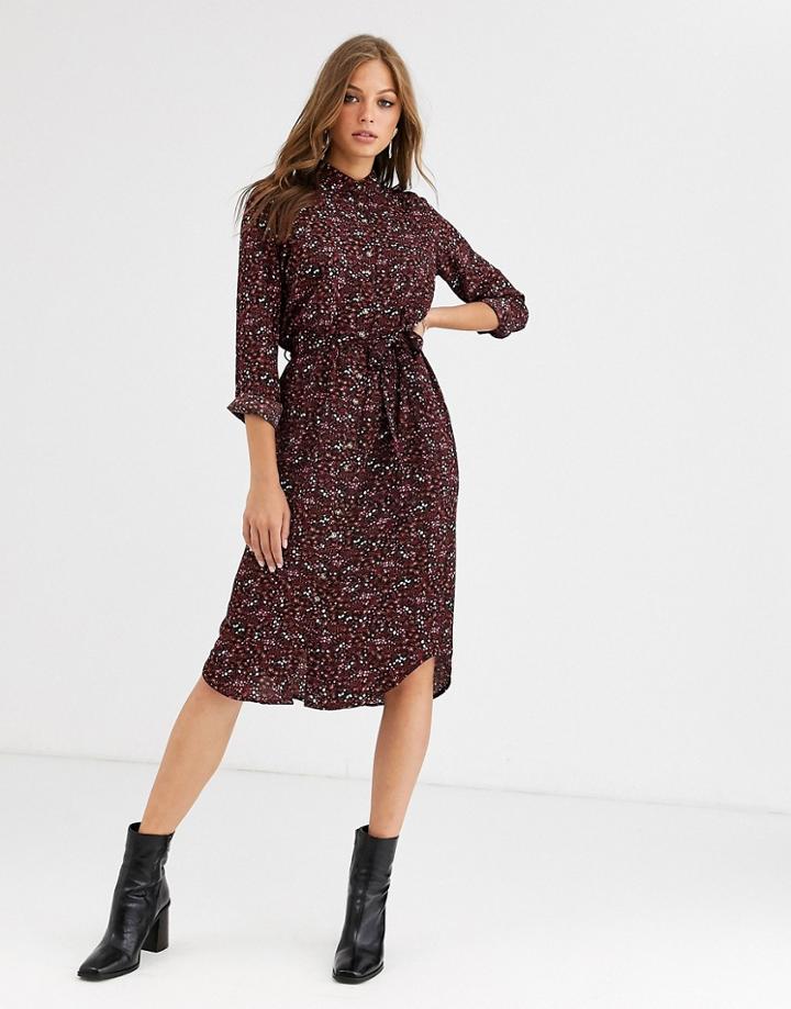 Vero Moda Ditsy Floral Midi Shirt Dress-multi