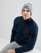 Abercrombie & Fitch Logo Label Turn Up Rib Beanie In Light Gray Marl - Gray