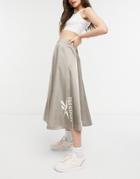 Reebok It's A Mans World Satin Look Maxi Skirt In Beige-neutral