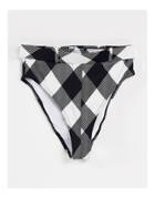 Asos Luxe High Waisted Bikini Bottom In Gingham - Part Of A Set-multi